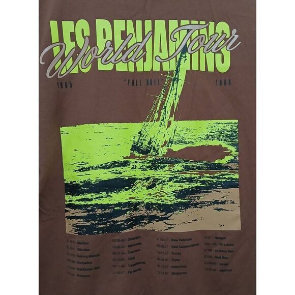 Les Benjamins world tour mens small rustic brown crewneck tshirt - Picture 4 of 8